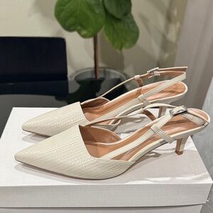 Nordstrom Ivory Patterned Slingback Heels